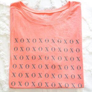 Old Navy | XoXo Valentine’s Day Bright Coral Vibrant Short Sleeve T-shirt | XL